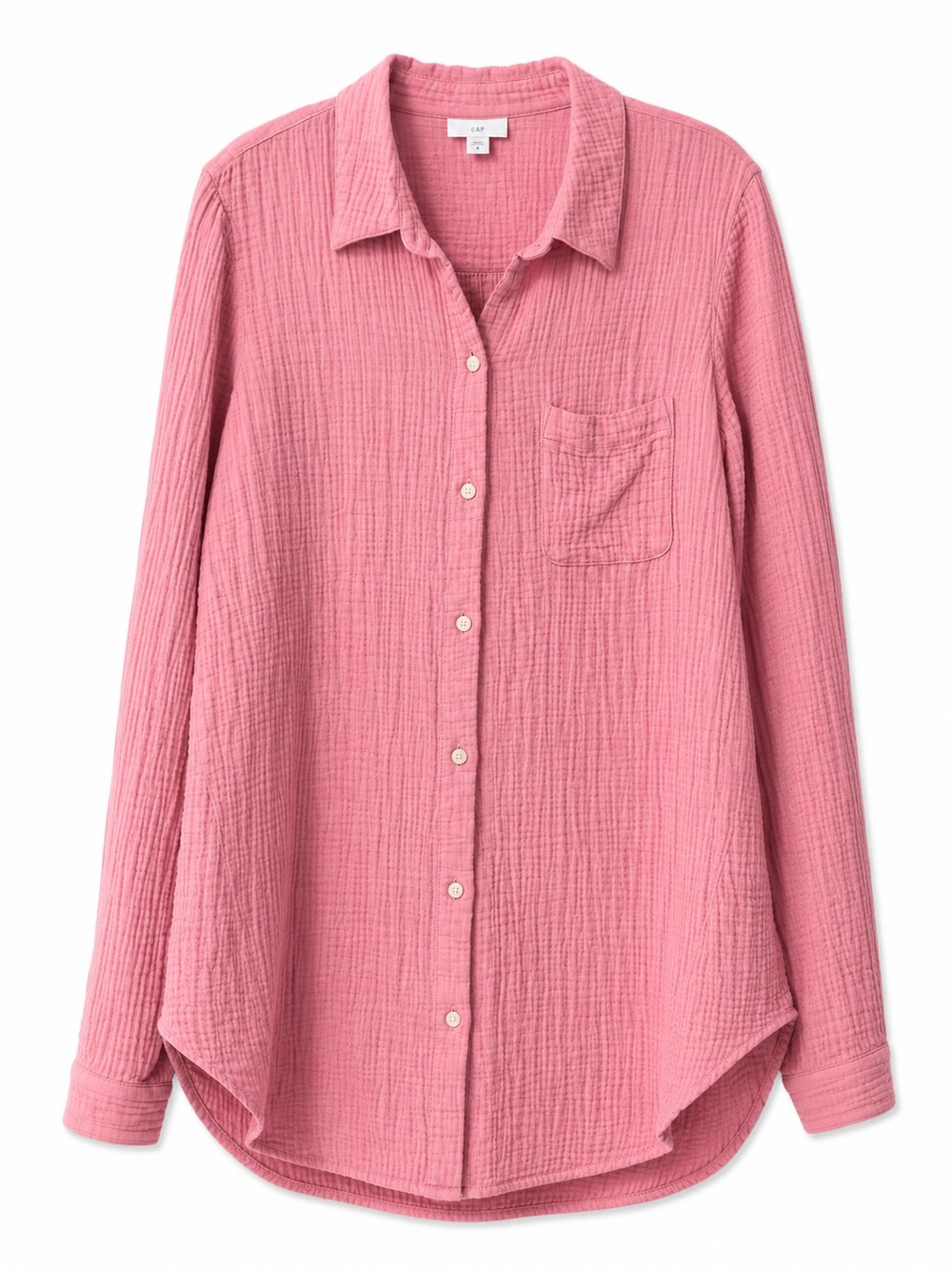 J. Jill Pink Button-Front 100% Cotton Gauze Shirt Sz M Tall